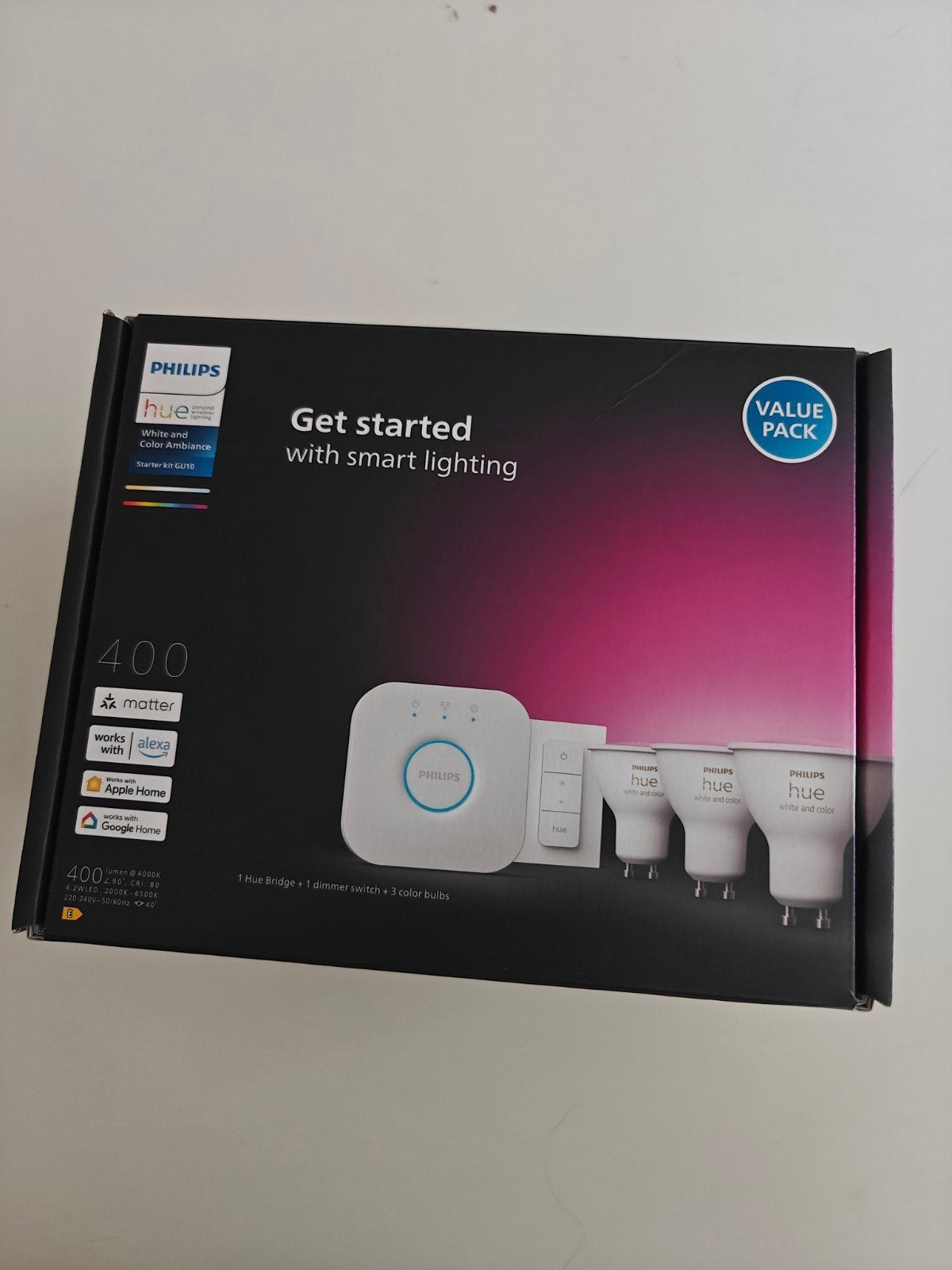 Philips Hue GU10 Starter Kit Color (Spots), Maison & Meubles, Lampes | Lampes en vrac, Enlèvement ou Envoi, Philips
