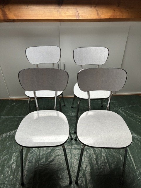 4 chaises de cuisine vintage en formica années 60  gris, Enlèvement, Maison et Meubles