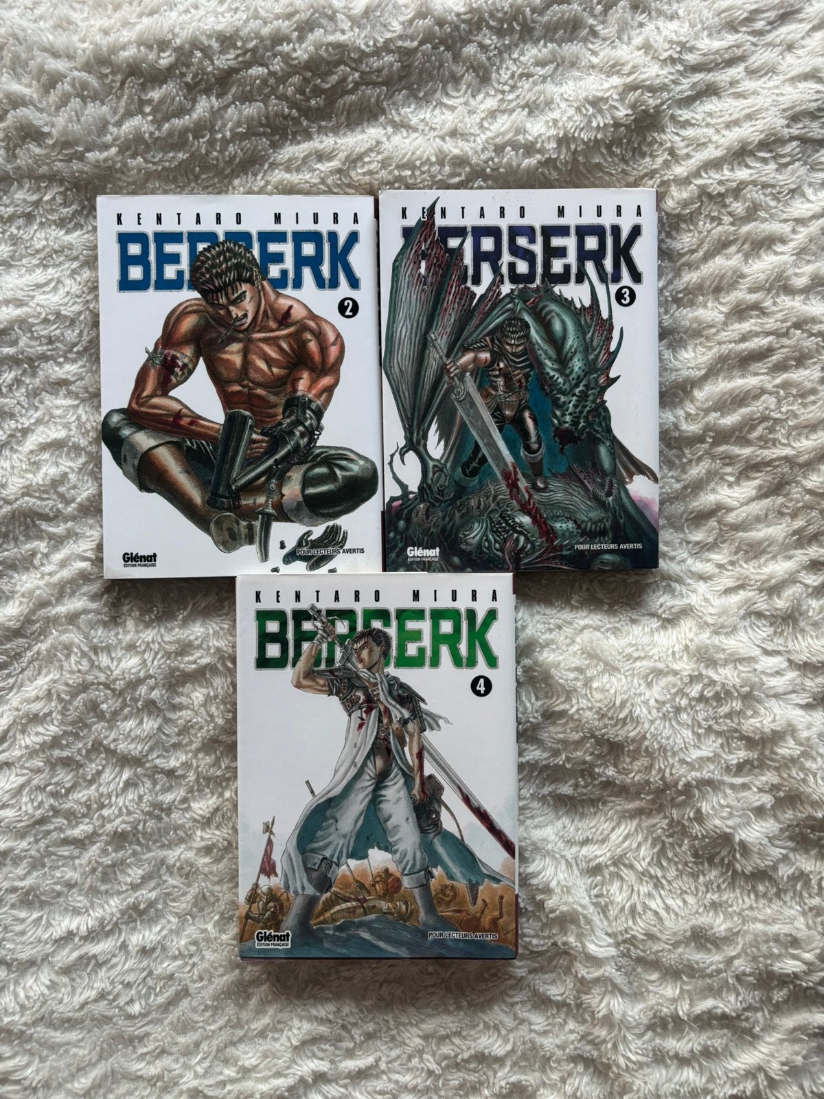 Lot manga Berserk : tome 2, 3 et 4 Kentaro Miura Glénat, Enlèvement ou Envoi