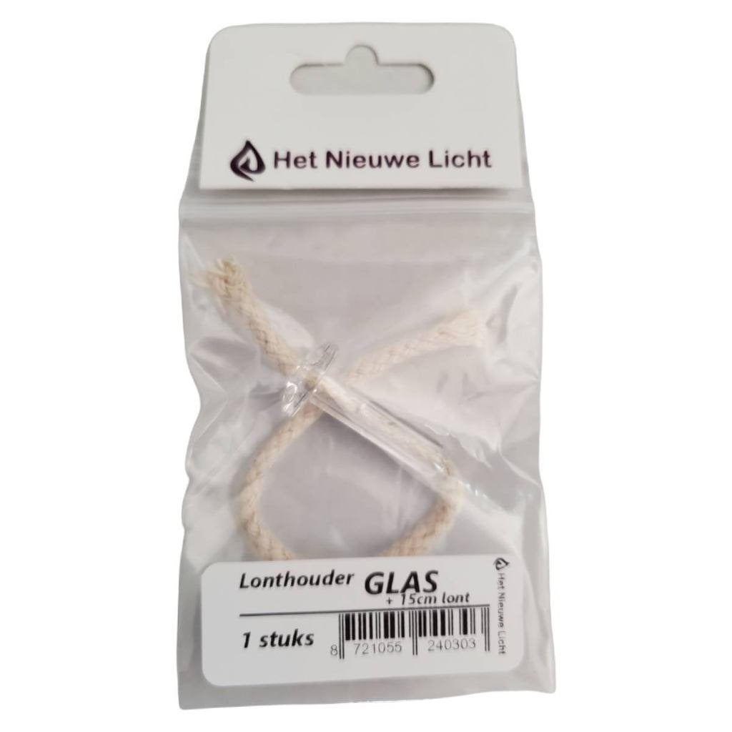 Olielamp Lonthouder Glas + 15 cm Lont, Enlèvement ou Envoi, Neuf, Verre