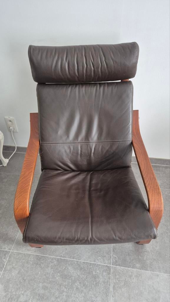Ikea Poang lederen stoel zetel, Huis en Inrichting, Fauteuils, Ophalen, Gebruikt
