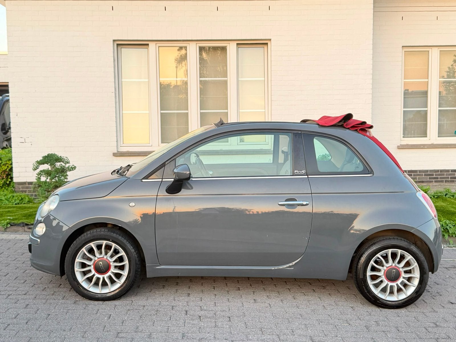 Fiat 500c 1.2i benzine * CABRIO * 103.000 km * leder * Euro5, Auto's, Euro 5, Cabriolet, Leder, Grijs