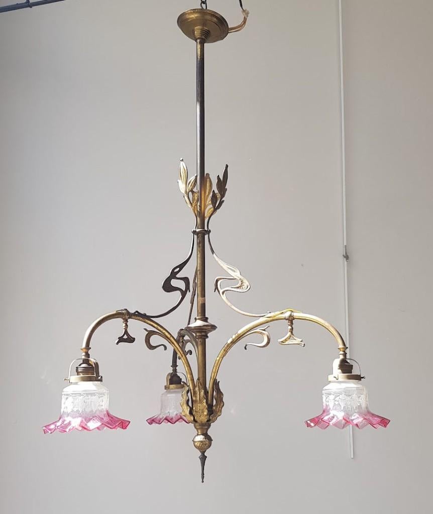 Luchter Art Nouveau., Antiek en Kunst, Ophalen of Verzenden
