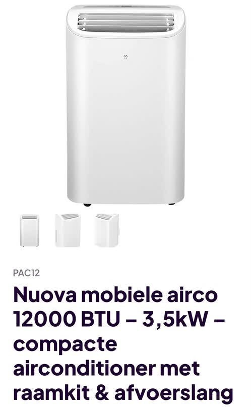 NUOVA MOBIELE AIRCO 12000BTU 3,5kw, Ophalen, Zo goed als nieuw, Mobiele airco