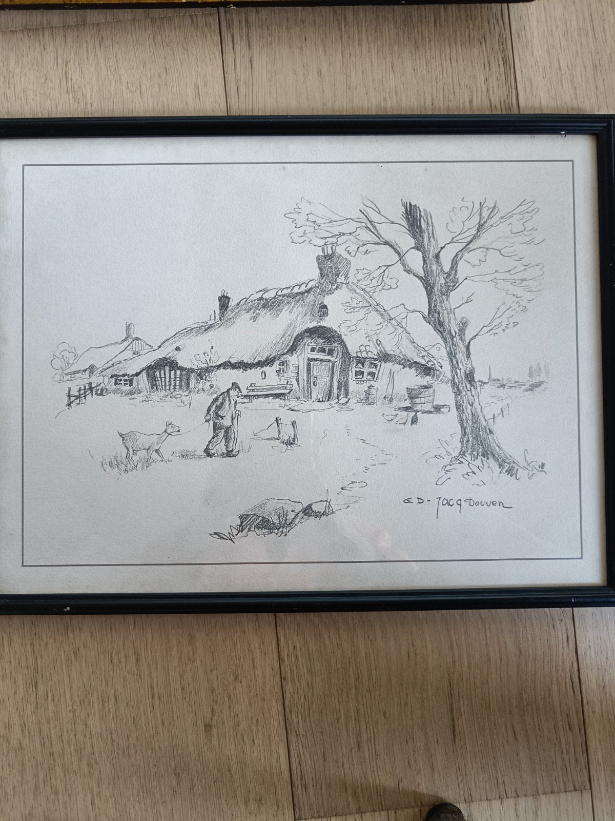 tekening boerderij van Jacq Douven, Antiquités & Art, Enlèvement, Dessin