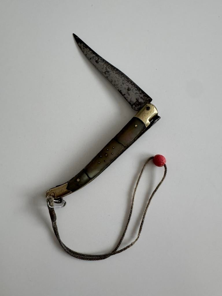 Couteau ancien type Laguiole – manche corne – 2 outils, Enlèvement ou Envoi