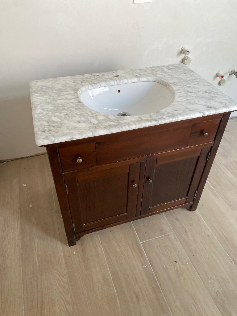 Carrara Marmer badkamermeubel massief, Ophalen, 100 tot 150 cm, Zo goed als nieuw, Minder dan 100 cm