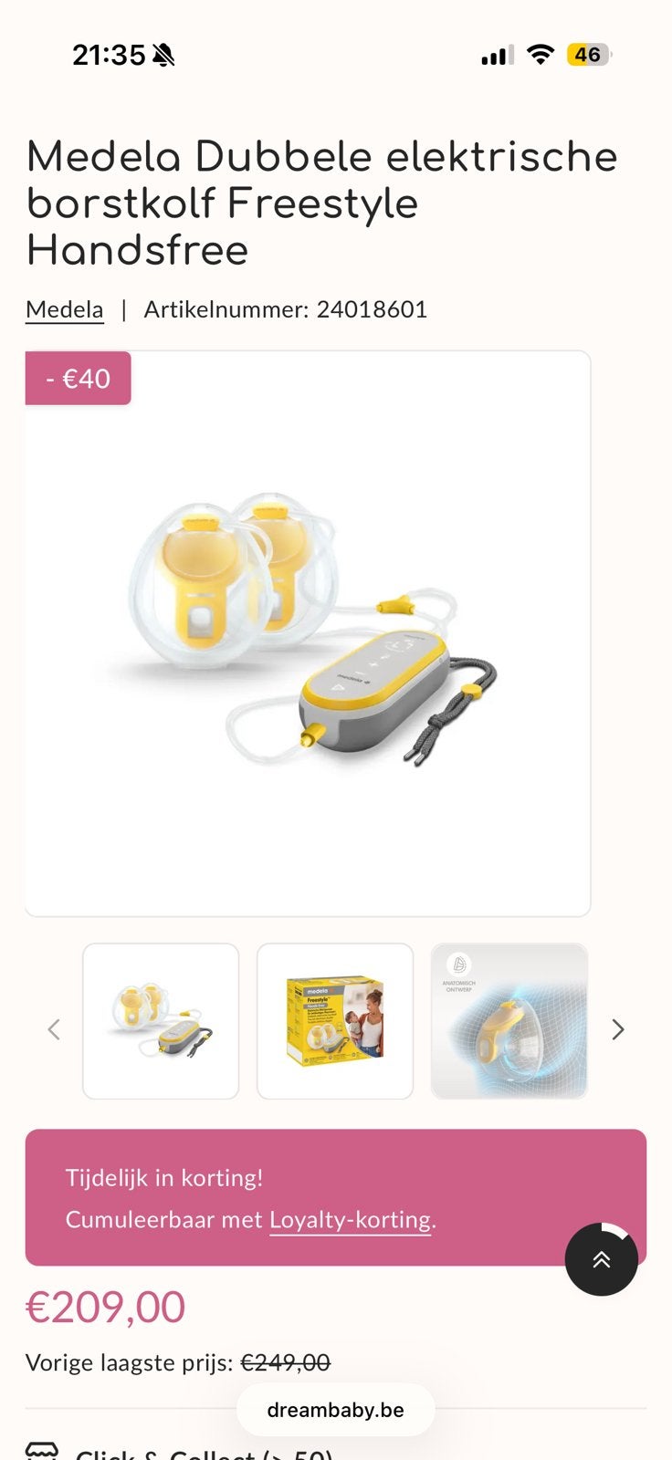 Kolfmachine handsfree, Medela, Borstkolf, Ophalen of Verzenden, Zo goed als nieuw