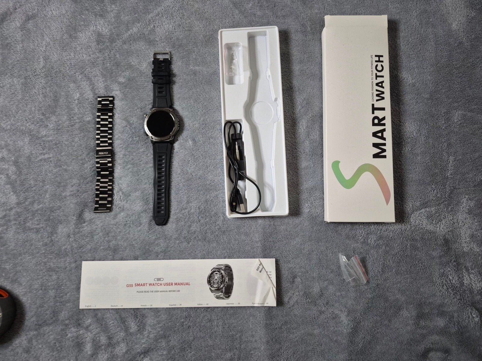 G55 smartwatch - Uitstekende staat + Stalen armband, Overige merken, Staal, Gebruikt, Staal