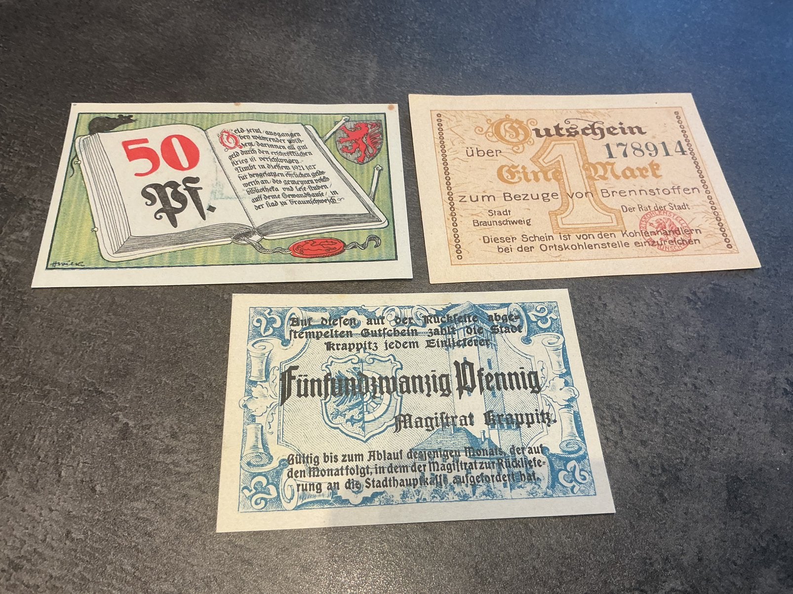 Duitsland 3 noodbiljetten FDC, Ophalen of Verzenden