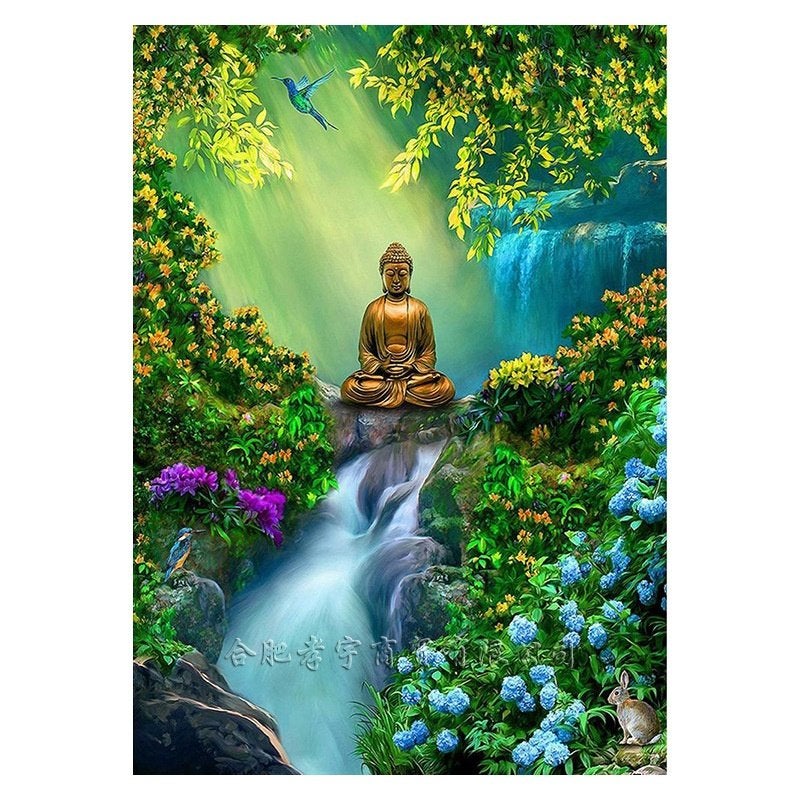 Peinture au diamant 50x40cm, cascade de Boedah, n 953, Neuf, Multicolore, Overige thema's, Diamond painting