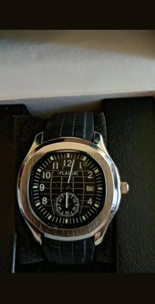 Heren Horloge Pladen nieuw in doosje lijkt op Patek Phillipe, Overige merken, Leer, Staal, Polshorloge