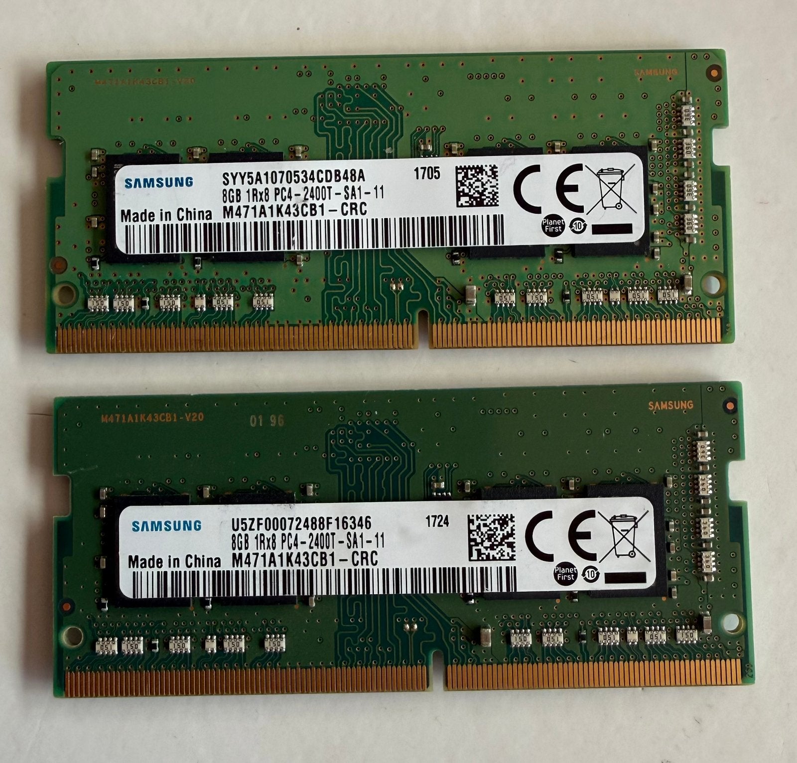 2 x Samsung 8GB 1Rx8 PC4 2400T SA1-11, Ophalen of Verzenden, Zo goed als nieuw