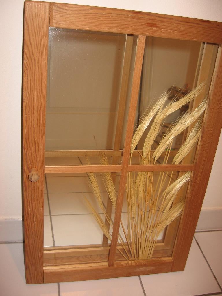 Superbe décoration murale en pin massif + verre, Neuf, Vintage, Enlèvement, Bois