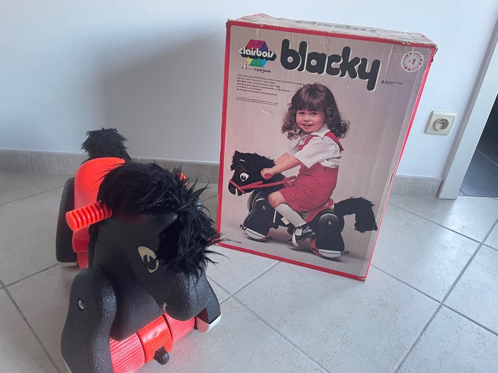 Vintage Blacky looppaard met doos - vintage speelgoed, Ophalen, Gebruikt