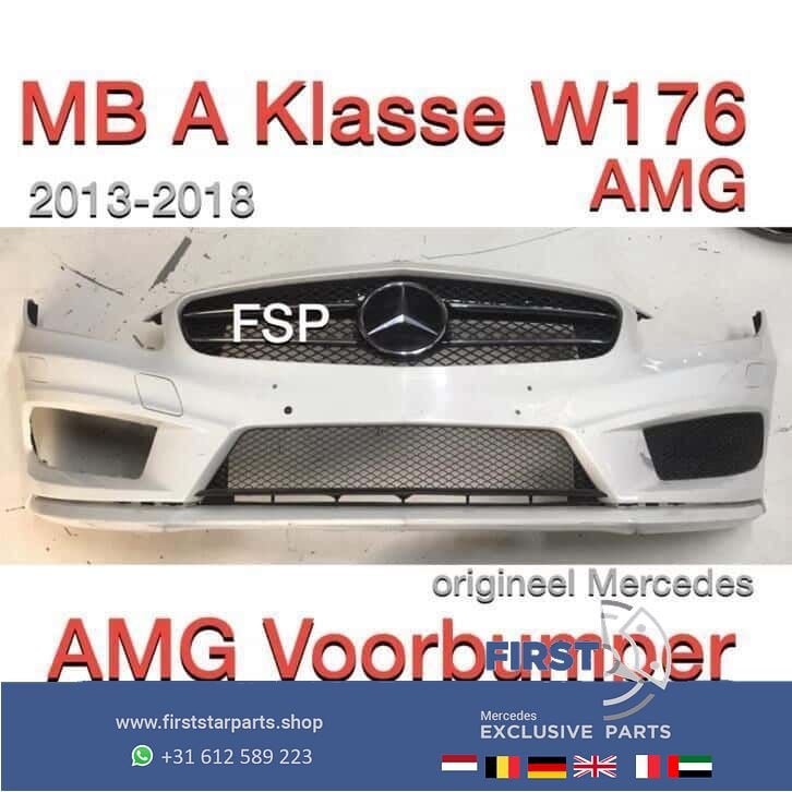 W176 AMG Voorbumper Mercedes A Klasse 2012-2018 wit compleet, Gebruikt, -, Voor, Ophalen of Verzenden