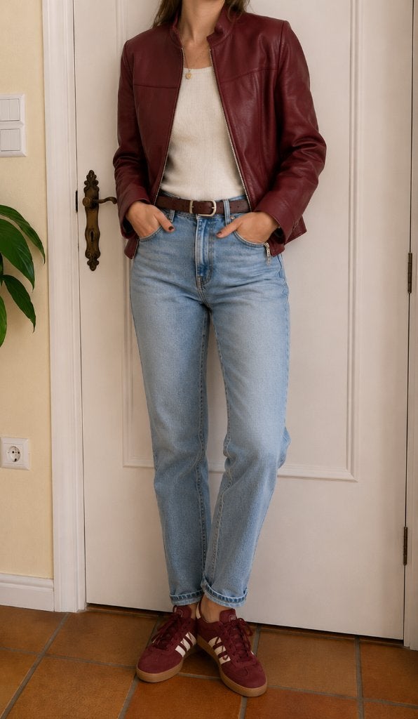 Veste en cuir pour femme ENATO taille 40/42, Taille 42/44 (L), Enlèvement ou Envoi, Autres couleurs, Porté