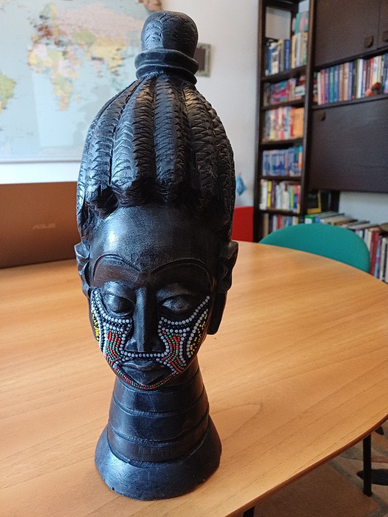 Afrikaans massief houten hoofd van meisje, Afrika, Zwart, Houtsnijwerk, Ophalen