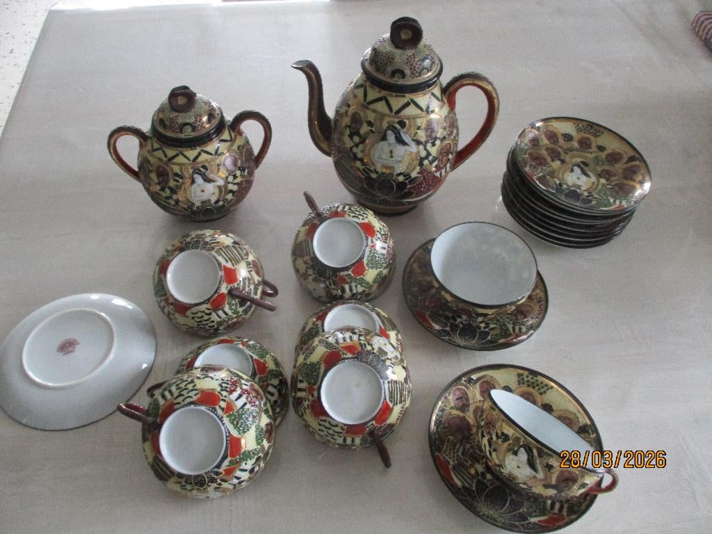 Service à thé en porcelaine japonaise Satsuma,, Enlèvement ou Envoi