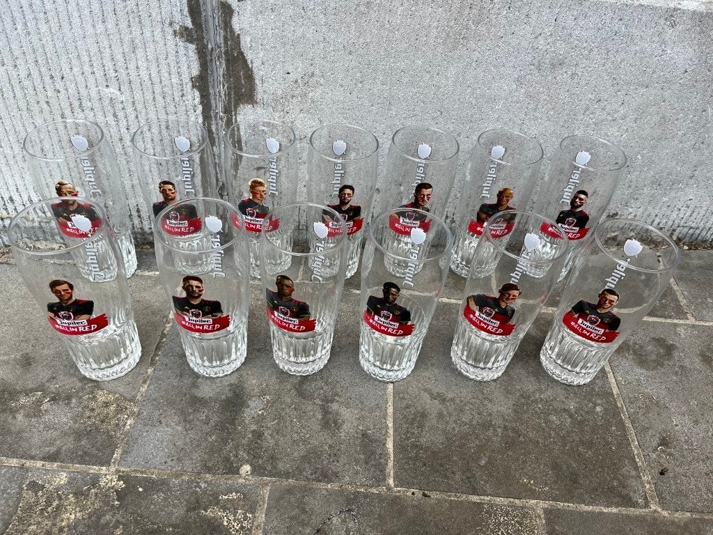 24 bierglazen rode duivels Jupiler # all in red - wk2016, Ophalen, Jupiler