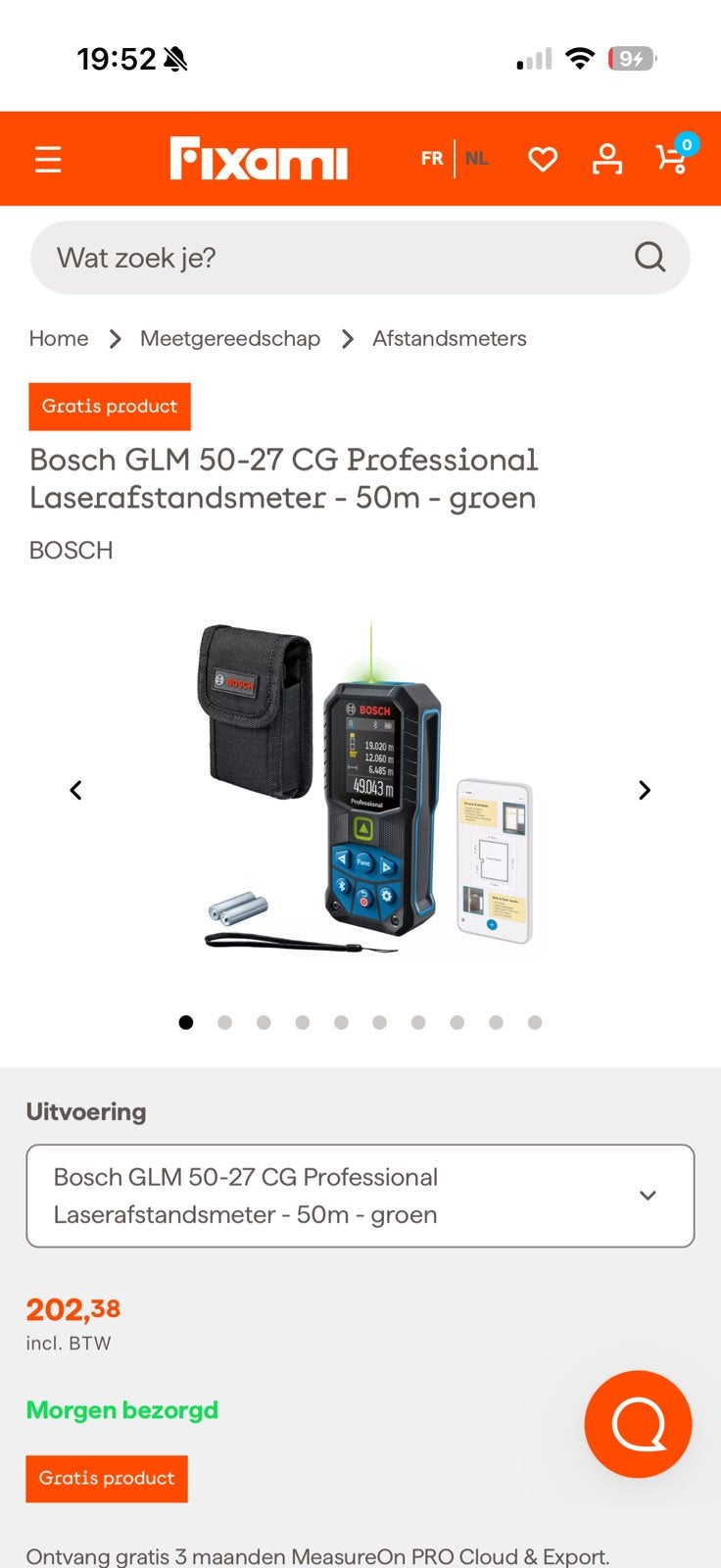 Bosch GLM 50-27 proffesional laserafstandmeter 50 M, Ophalen, Zo goed als nieuw