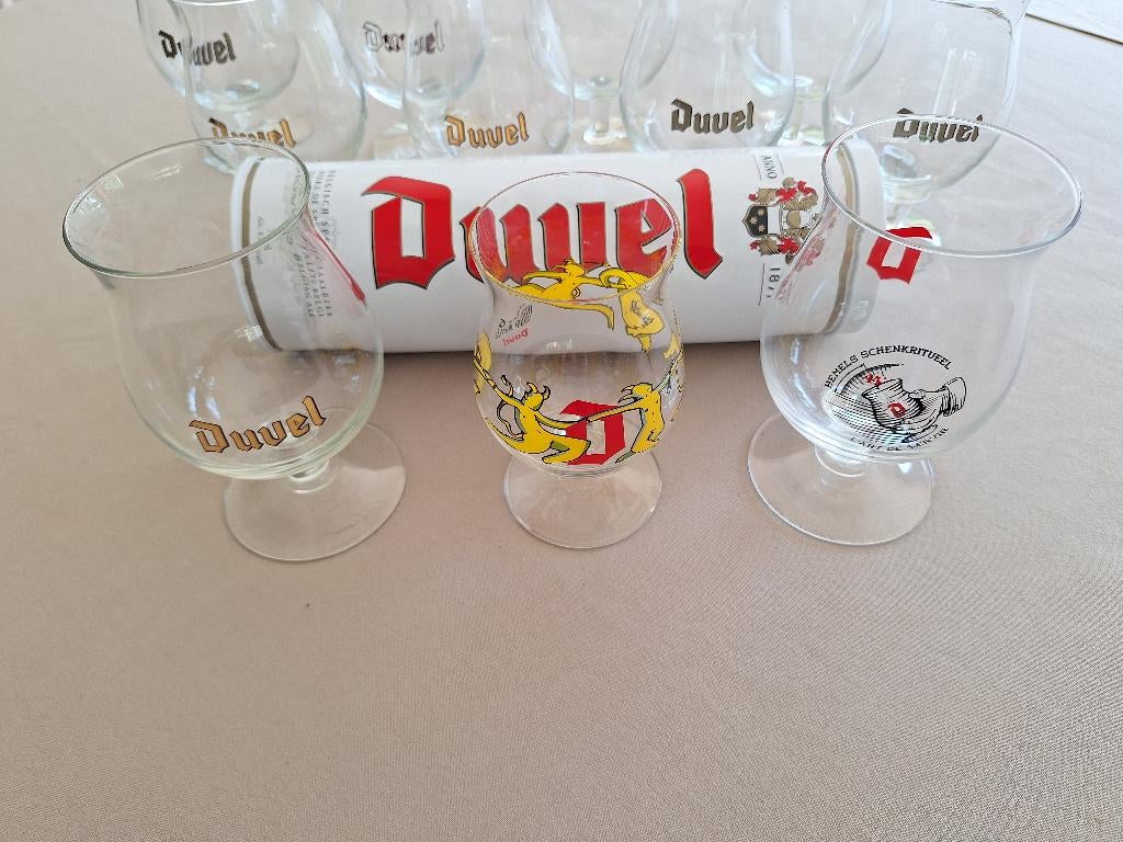 Duvel : 11 glazen en 1 koker, Verzamelen, Biermerken, Ophalen, Duvel