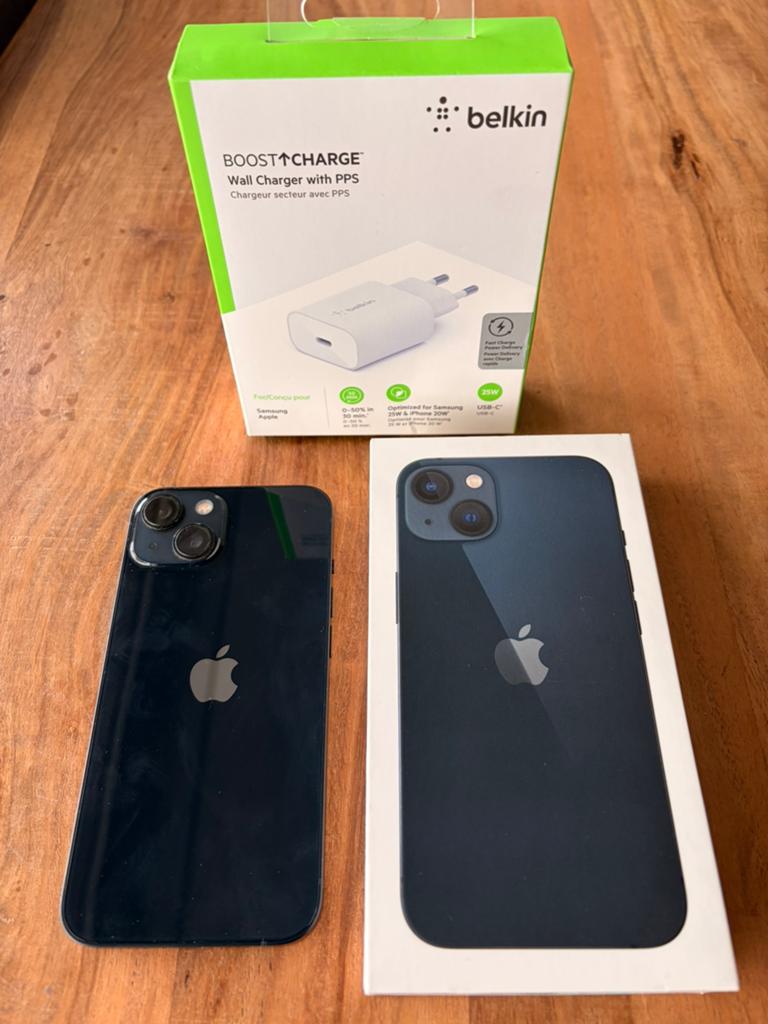 iPhone13, 256GB, MidnightBlack, FastCharger, ScreenProtector, Ophalen, Zo goed als nieuw, IPhone 13