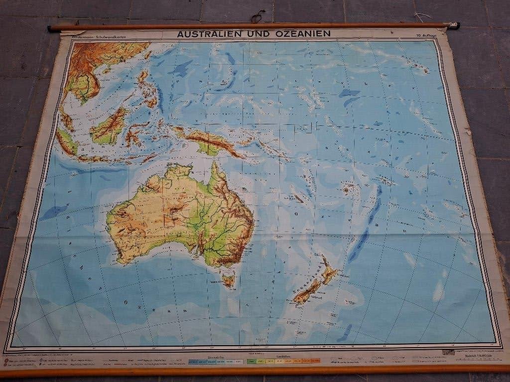Vintage schoolkaart Australië en Oceanië, Enlèvement