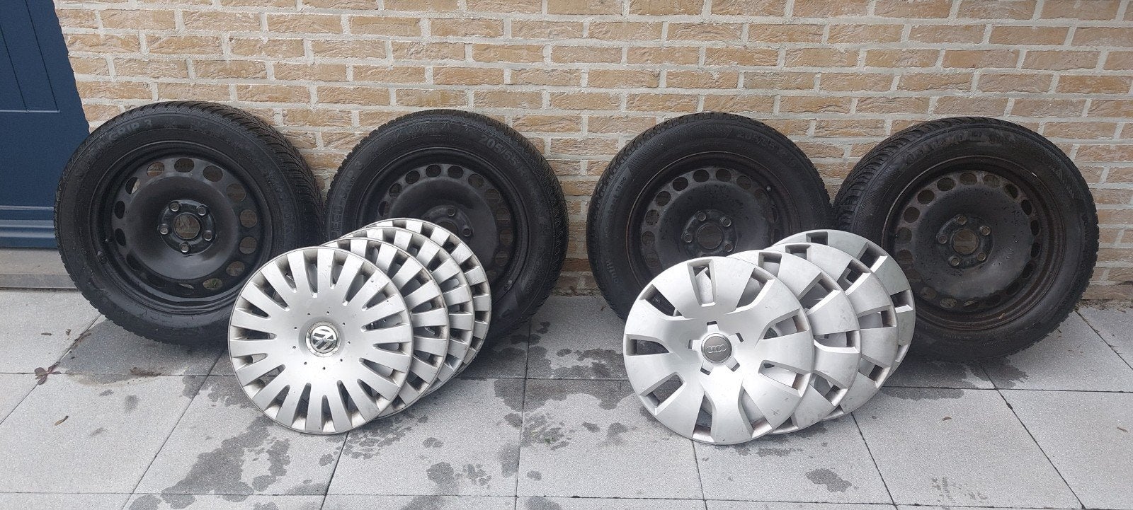 4 pneus d'hiver 205/55/R16 avec jantes en acier (VW Passat), Pneus hiver, 16 pouces, Véhicule de tourisme, 205 mm