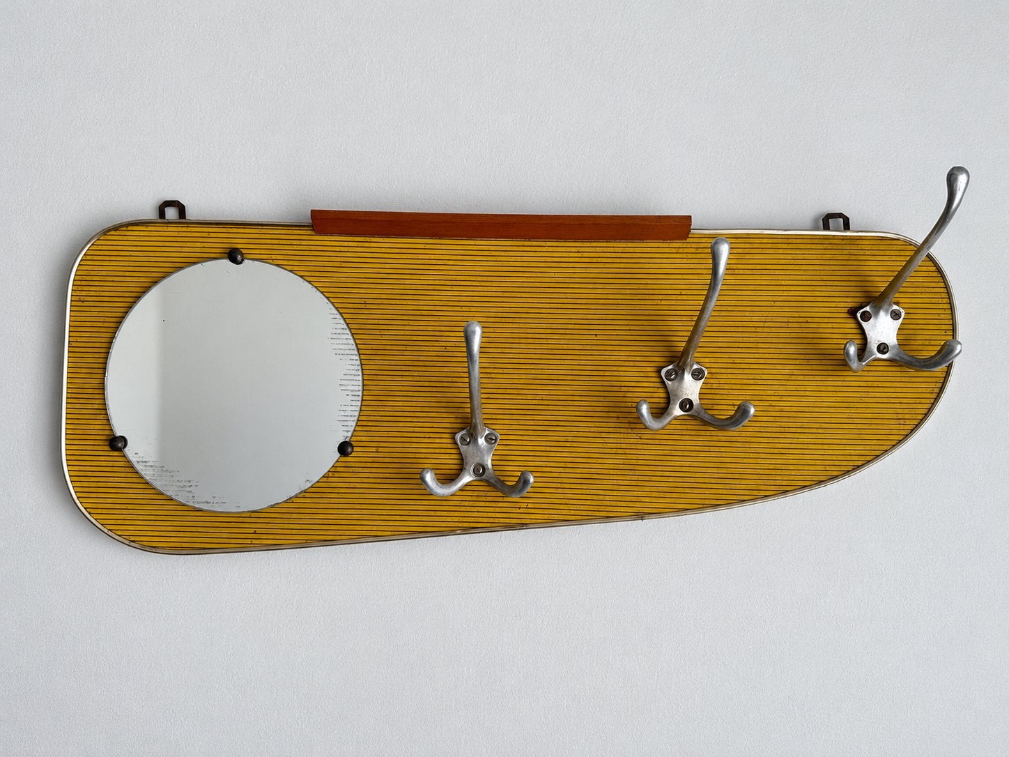 Porte-manteau mural vintage jaune avec miroir – années 50/60, Moins de 100 cm, Portemanteau mural, Enlèvement, Utilisé