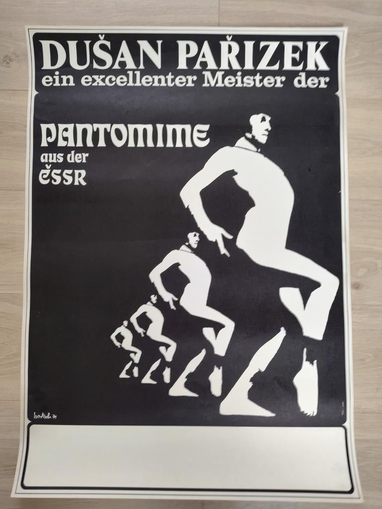 Affiche  Dušan Pařízek spectacle de pantomime de 1971, Enlèvement