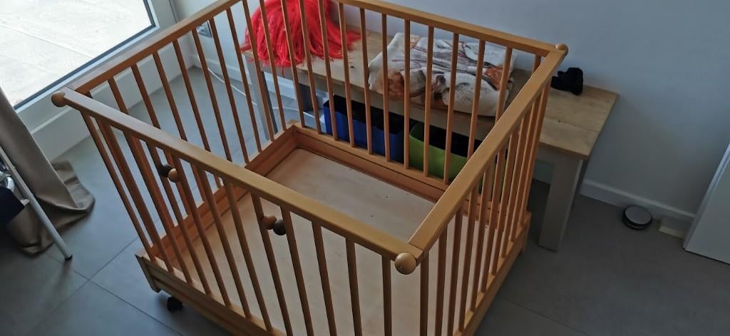 kinderpark in hout, Kinderen en Baby's, Babyparken, Ophalen, Gebruikt, Vierkant, In hoogte verstelbaar