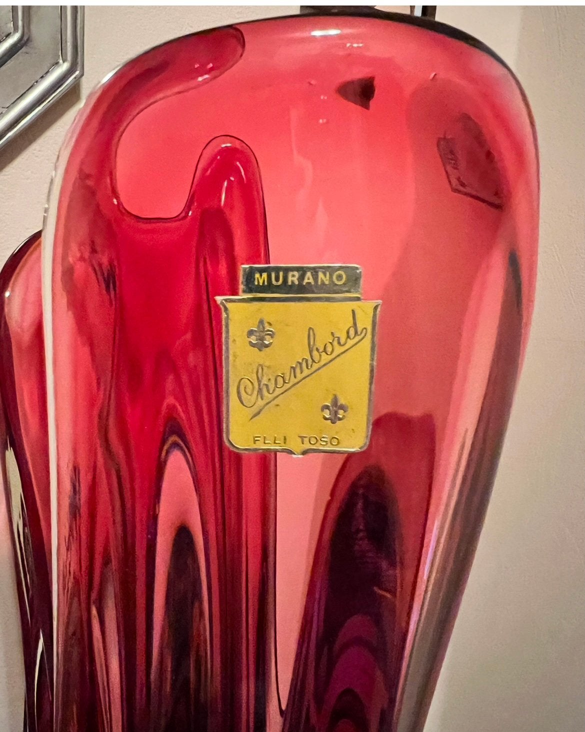Murano vaas Chambord FLLI Toso,H:52 cm x B:15 cm, Antiek en Kunst, Ophalen