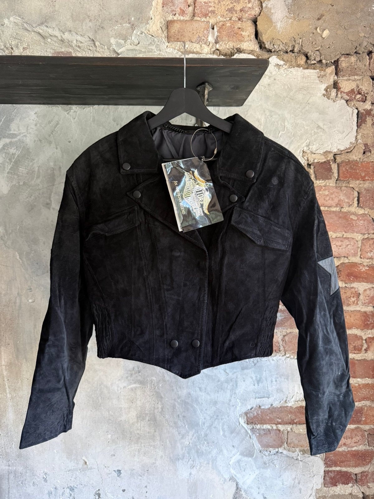 Vintage dain leren jas Harley Davidson, Kleding | Dames, Ophalen of Verzenden, Zo goed als nieuw, Maat 42/44 (L)