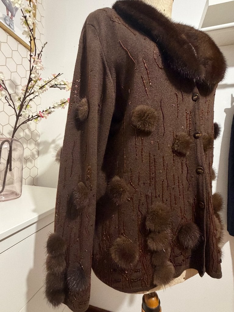 Escada Vintage Cardigan Nertsbont, Kasjmier-Zijde Maat 40/42, Ophalen, Maat 42/44 (L)