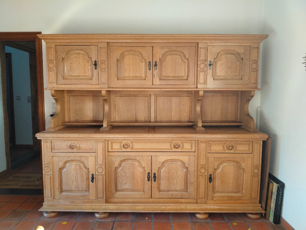 Complete eetkamer set in volle eik, Ophalen, Gebruikt, Eikenhout, Met lade(s)
