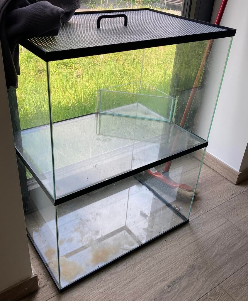 Glazen knaagdierenverblijf 40 op 60(2x), Moins de 60 cm, Cage, Utilisé, Furet