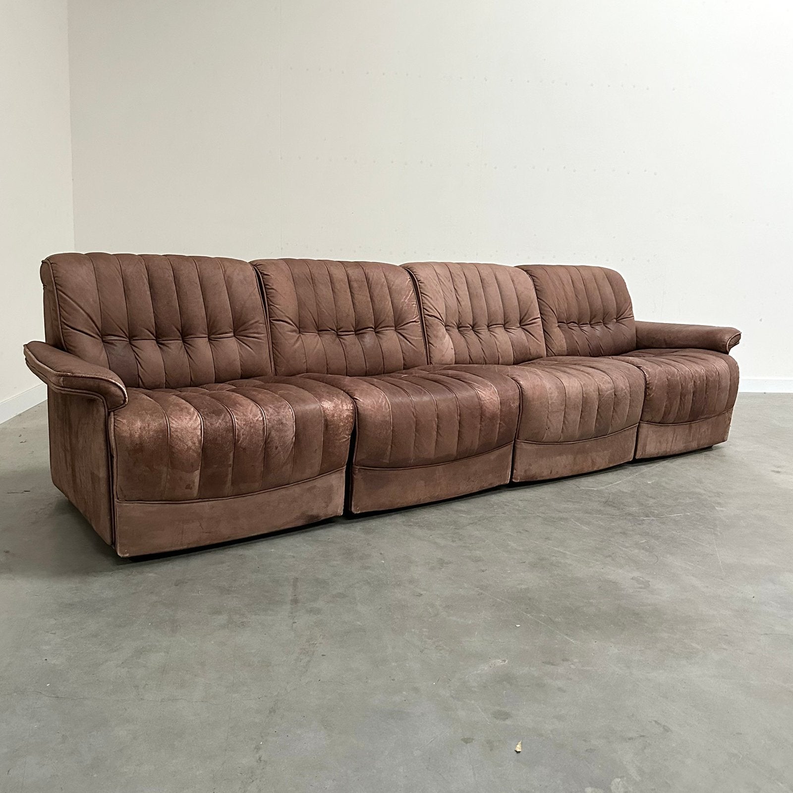Vintage leren elementenbank fauteuil jaren 60 70 design leer, 75 à 100 cm, 300 cm ou plus, Quatre personnes ou plus, Banc droit
