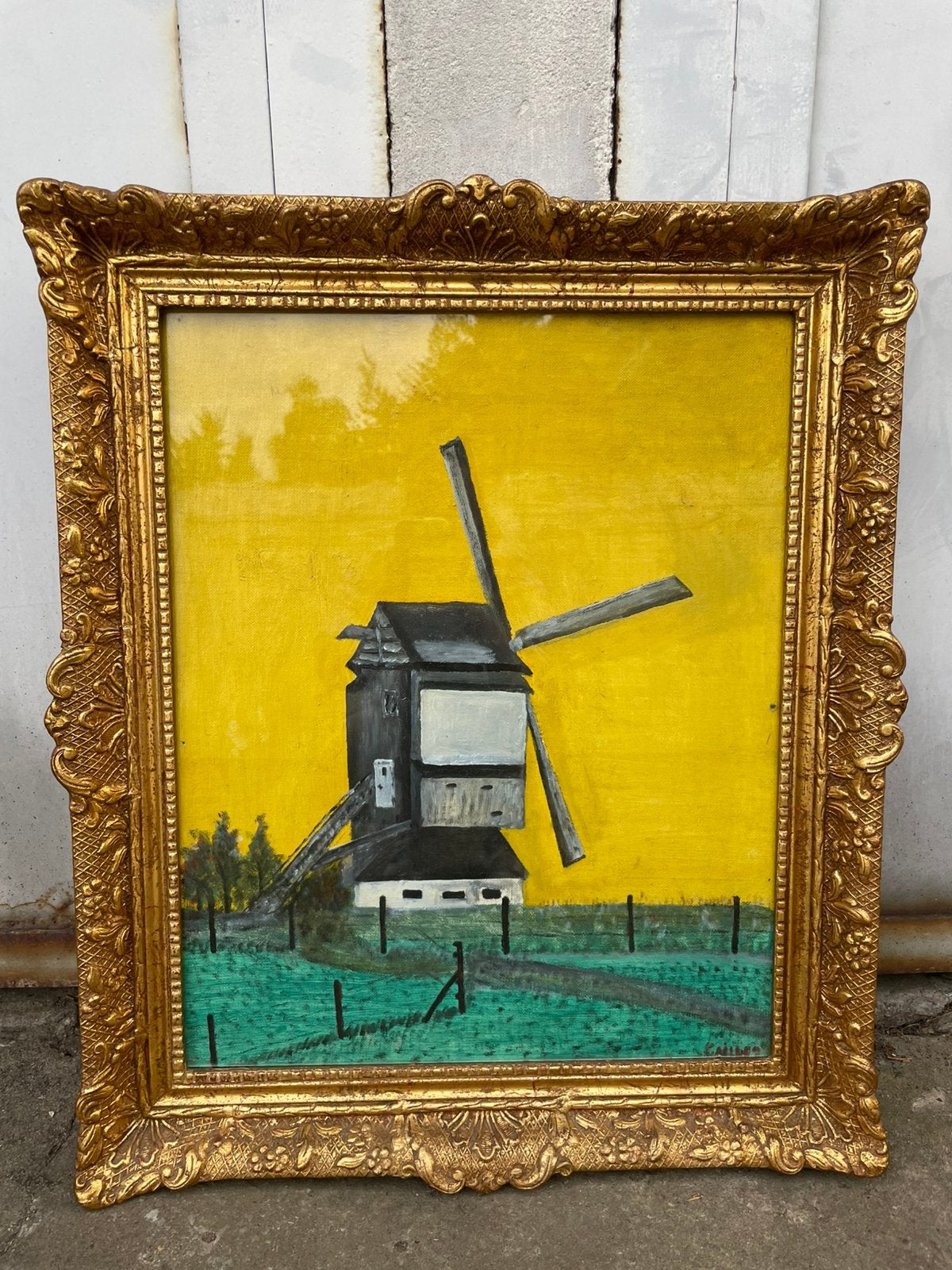 Peinture moulin sur plaque et verre, Sous verre, Peinture à l'huile, Panneau, Paysage