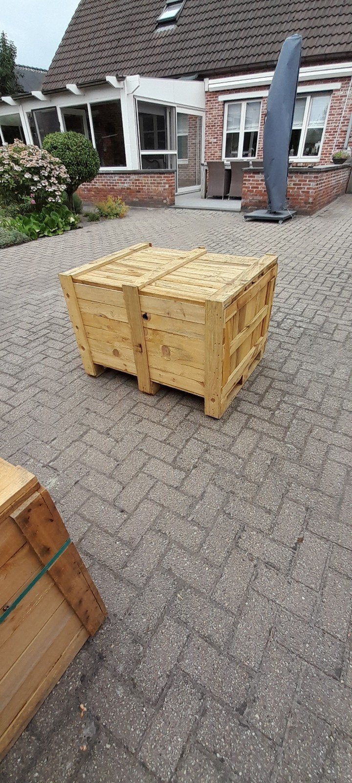 Houten kist hondenhok, Dieren en Toebehoren, Hondenhokken, Ophalen, 65 tot 100 cm, Hondenhok, Zo goed als nieuw