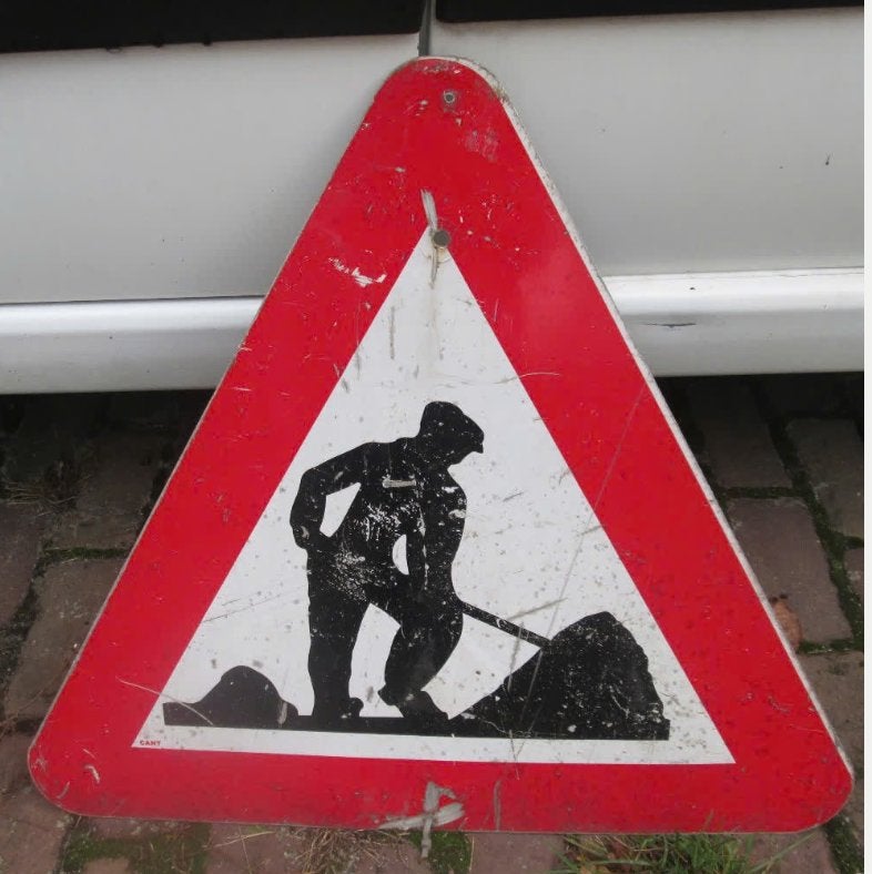 Leuk Origineel metalen Verkeersbord - Werken, Ophalen of Verzenden