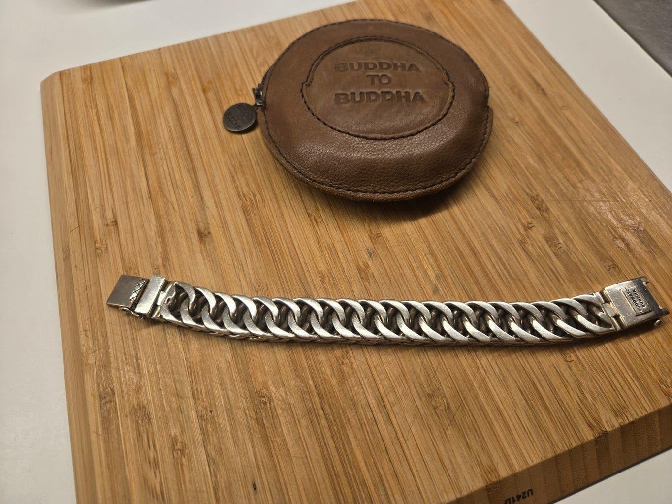 Zeer mooie zware massief zilver Bouddha To Bouddha armband, Handtassen en Accessoires, Armbanden, Zo goed als nieuw, Zilver, Zilver