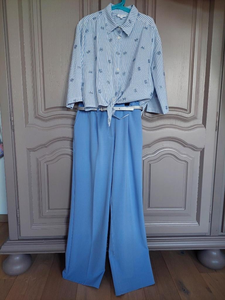 communie set broek + blouse + riem maat 152 nieuwstaat!, Ophalen, Meisje, Zo goed als nieuw, Setje