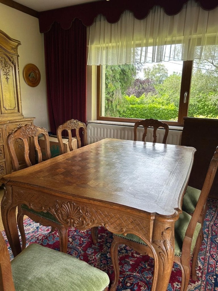 Prachtige antieke tafel met 6 stoelen, Antiek en Kunst, Ophalen