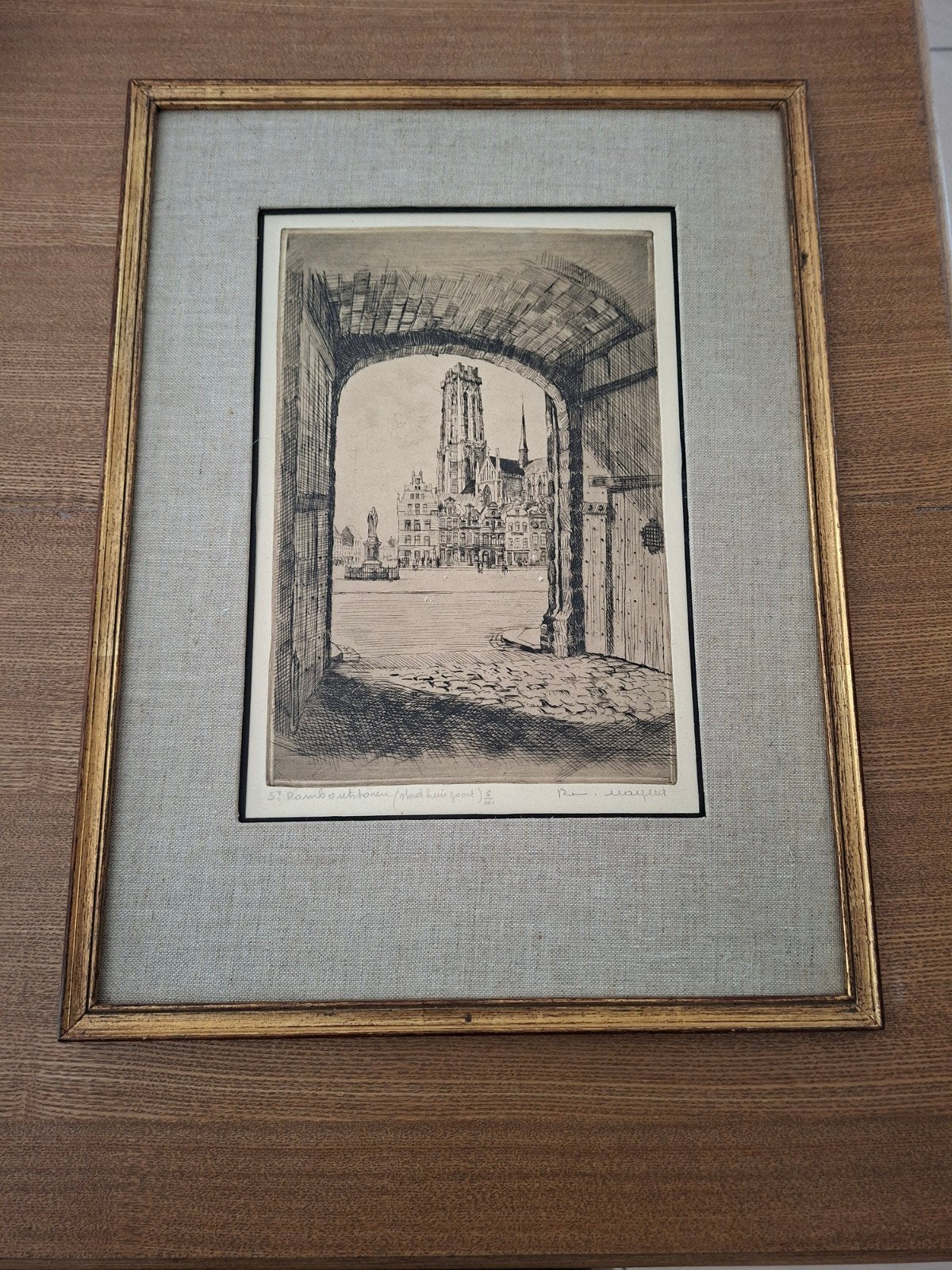 ets sint-romboutstoren malfliet, Antiek en Kunst, Ophalen, Ets
