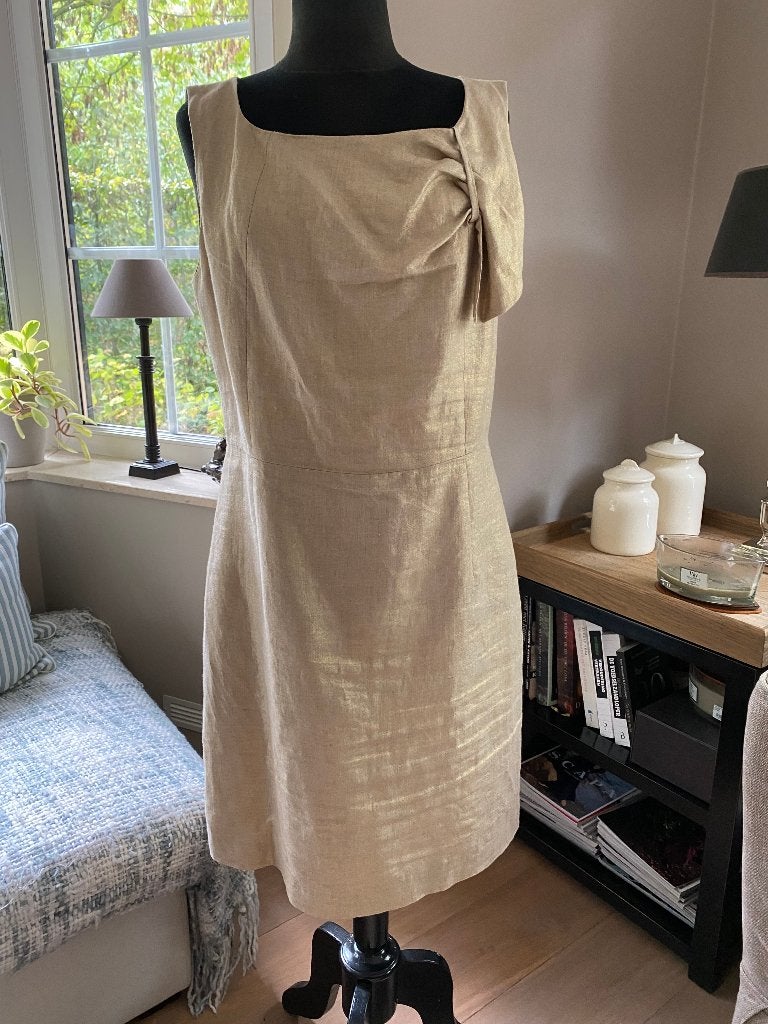 Robe de fête dorée en lin Scapa - 40, Taille 38/40 (M), Scapa, Enlèvement ou Envoi, Au-dessus du genou
