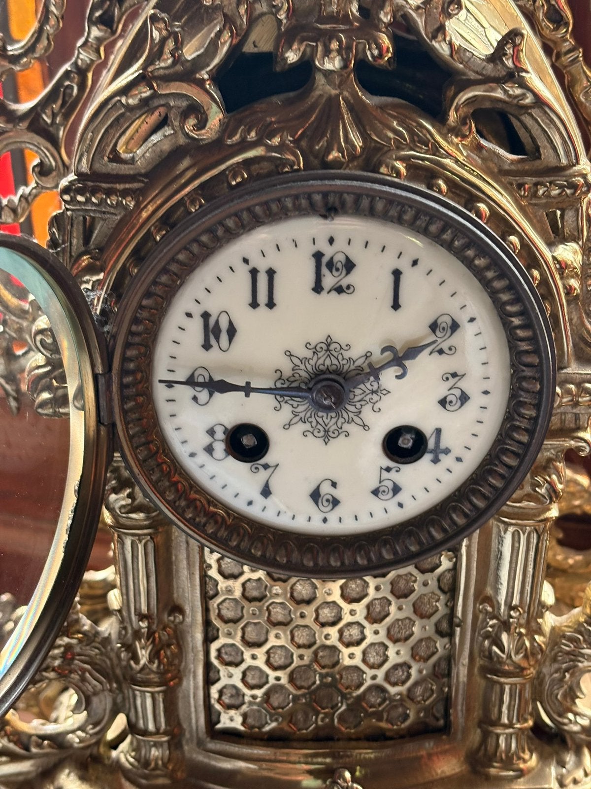 Horloge de cheminée en bronze plaqué au feu, Antiquités & Art, Enlèvement