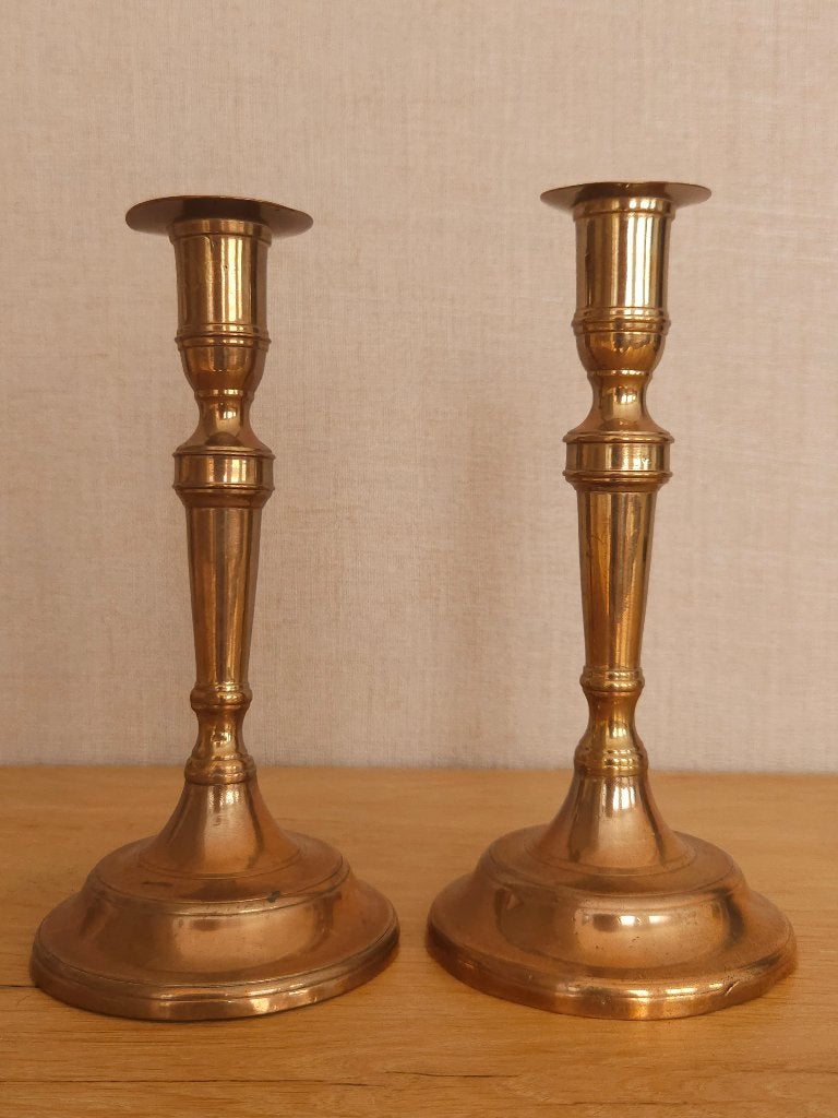 Set van 2 kandelaars in koper, Antiek en Kunst, Ophalen, Koper
