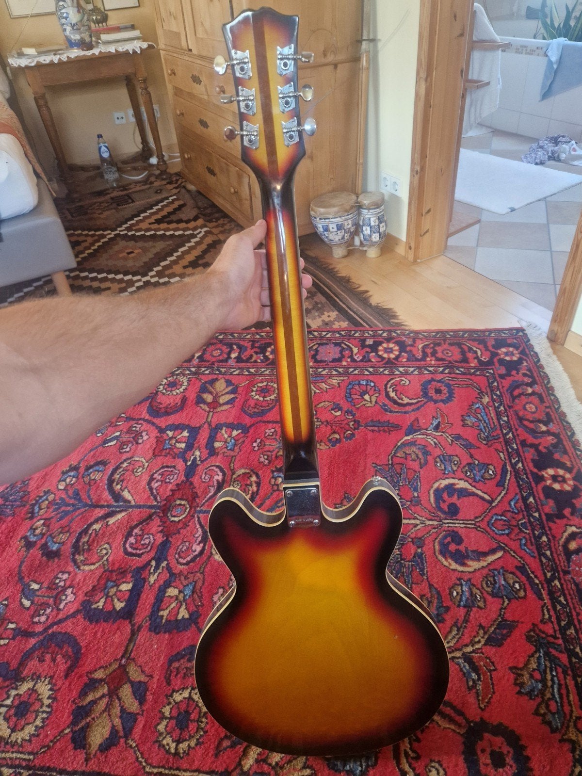 Vintage hollowbody elektrische gitaar - deco!, Muziek en Instrumenten, Snaarinstrumenten | Gitaren | Elektrisch, Ophalen, Gebruikt