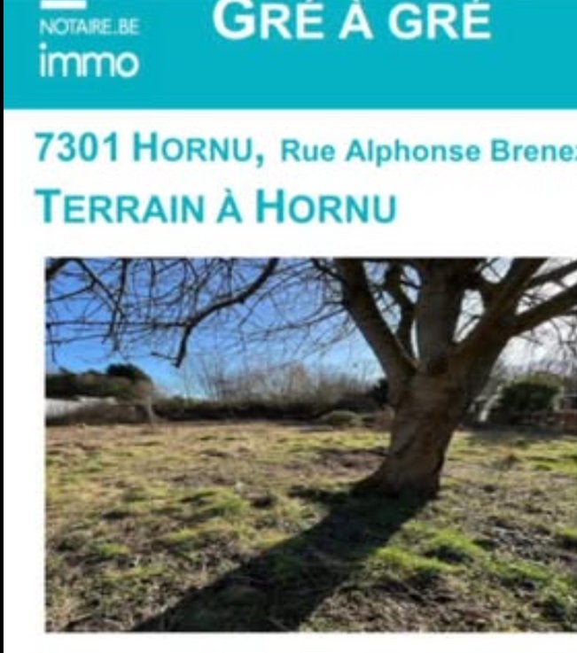 Terrain à bâtir Hornu(Mons) Façade 12m50 Profondeur 50m, Immo, 500 tot 1000 m²